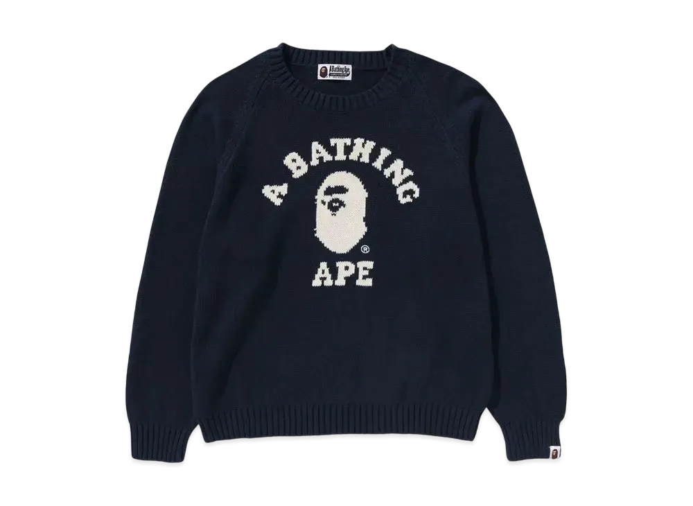 A BATHING APE College Knit Sweater "Navy"