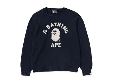 A BATHING APE College Knit Sweater "Navy"
