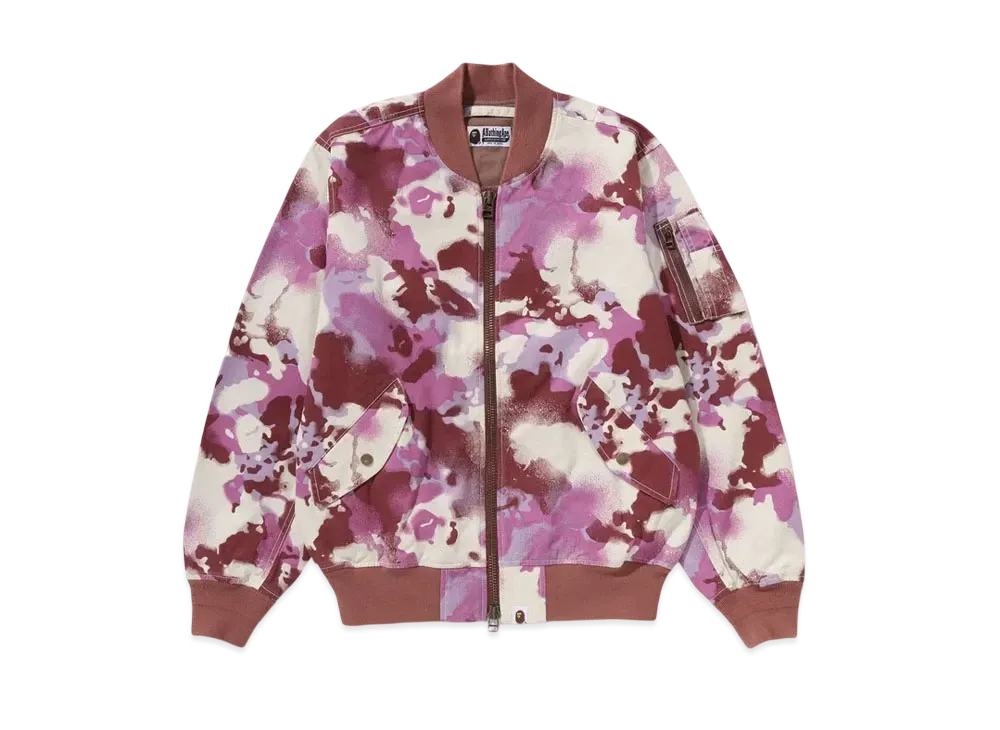 A BATHING APE Map Camo Bomber Jacket "Pink"