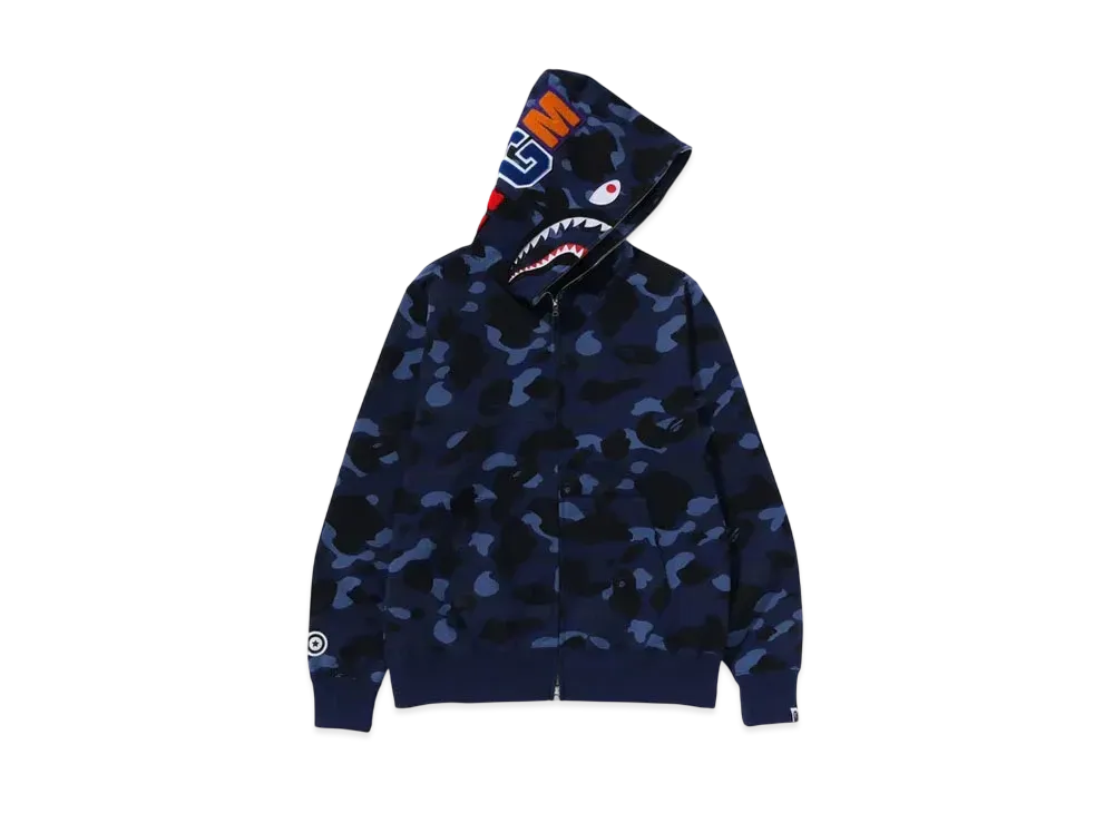 A BATHING APE Color Camo Shark Full Zip Hoodie "Navy"