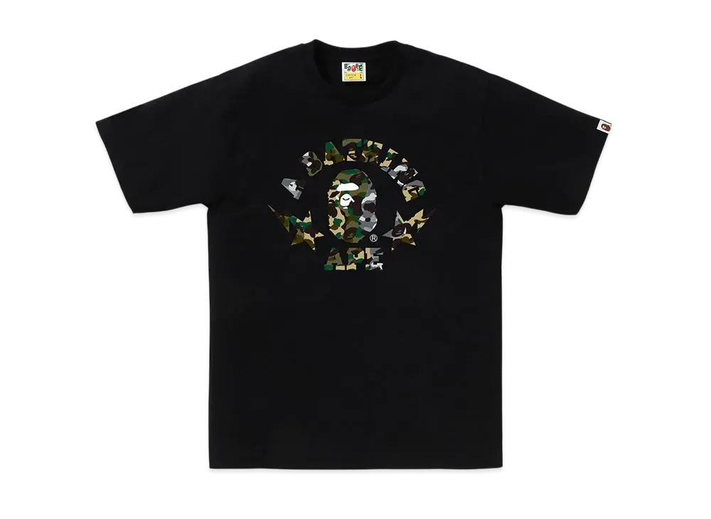 A BATHING APE 1St Camo Crazy Sta College Tee "Black"
