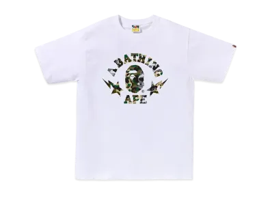 A BATHING APE 1St Camo Crazy Sta College Tee "White"