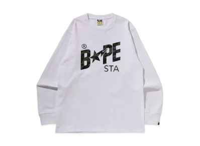 A BATHING APE 1St Camo Bape Sta Ls Tee "White/Green"