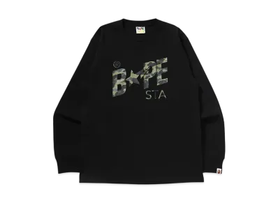 A BATHING APE 1St Camo Bape Sta Ls Tee "Black/Green"
