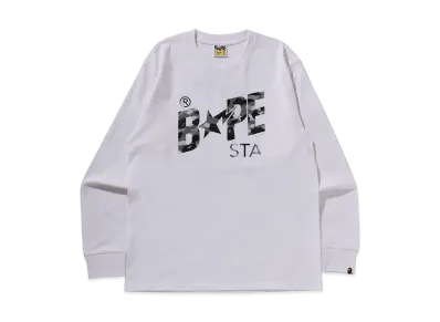 A BATHING APE 1St Camo Bape Sta Ls Tee "White/Gray"