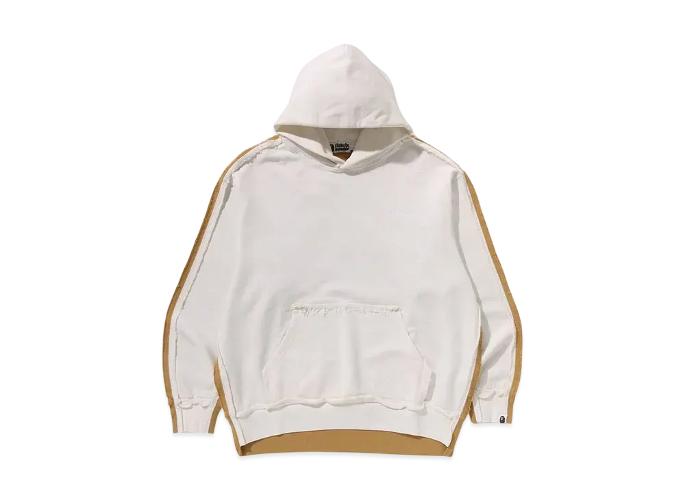 A BATHING APE 1St Camo Blocking Raw Edge Relaxed Fit Pullover Hoodie "Ivory"