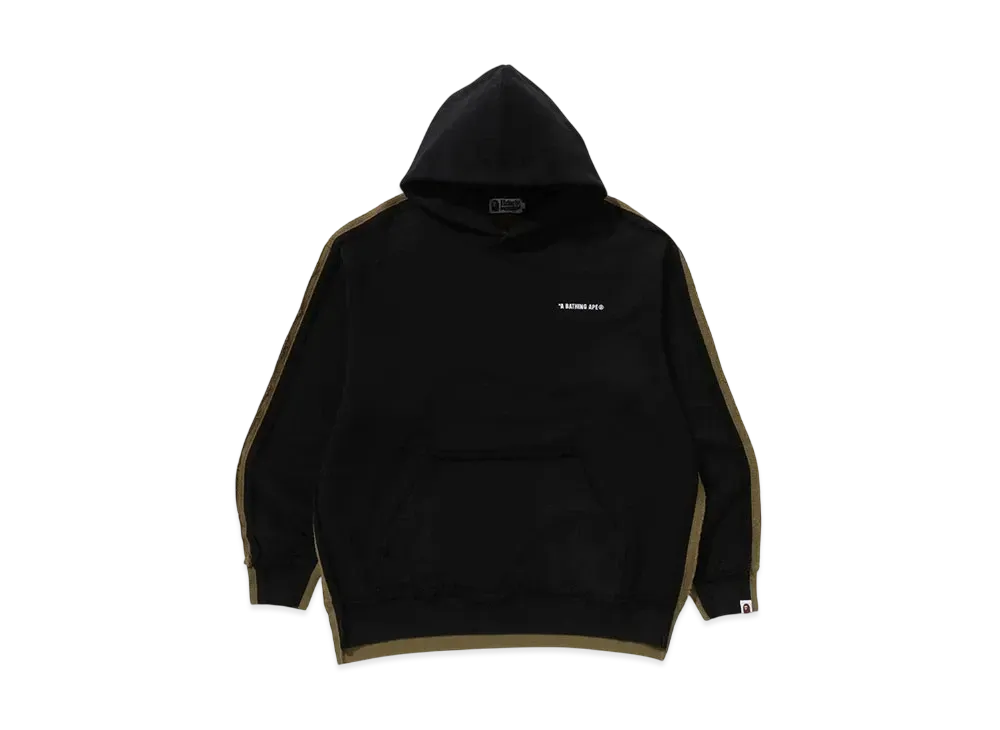 A BATHING APE 1St Camo Blocking Raw Edge Relaxed Fit Pullover Hoodie "Black"
