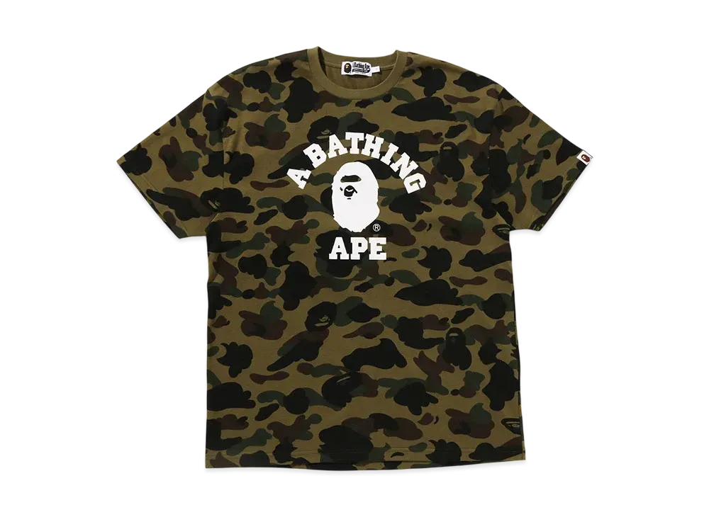 A BATHING APE Bape Ladies 1St Camo College Oversized Tee "Green"