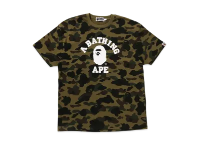 A BATHING APE Bape Ladies 1St Camo College Oversized Tee "Green"
