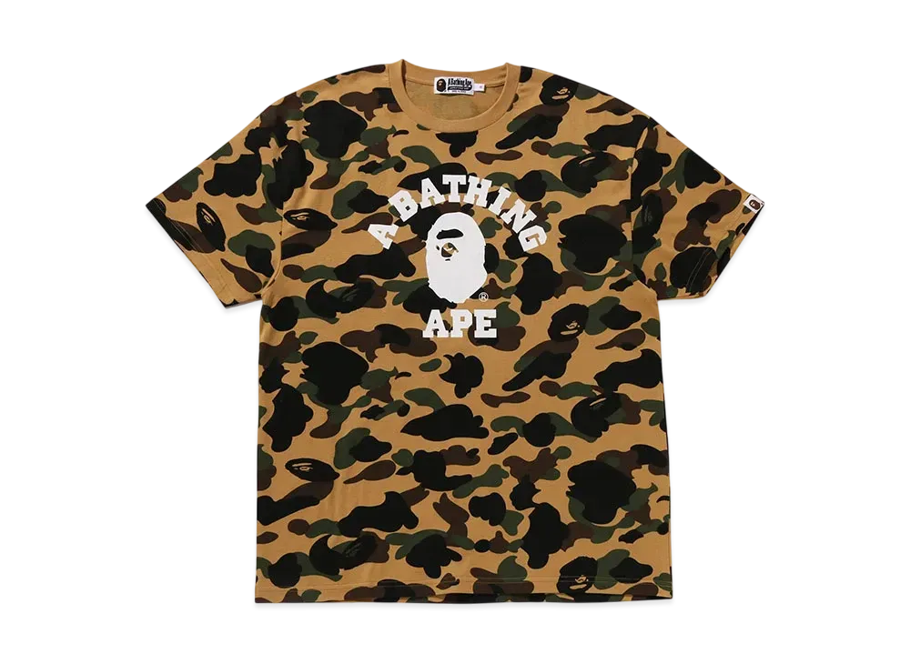 A BATHING APE Bape Ladies 1St Camo College Oversized Tee "Yellow"