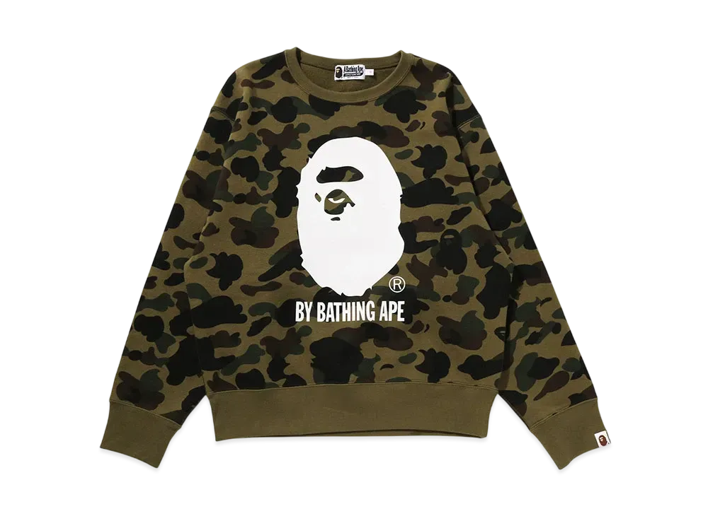 A BATHING APE Bape Ladies 1St Camo By Bathing Ape Crewneck Sweatshirt "Green"