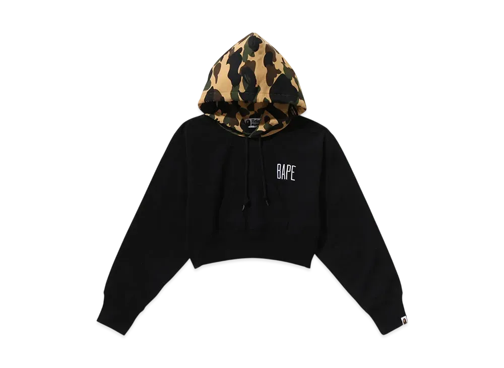 A BATHING APE Bape Ladies 1St Camo Cropped Pullover Hoodie "Black"