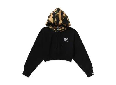 A BATHING APE Bape Ladies 1St Camo Cropped Pullover Hoodie "Black"