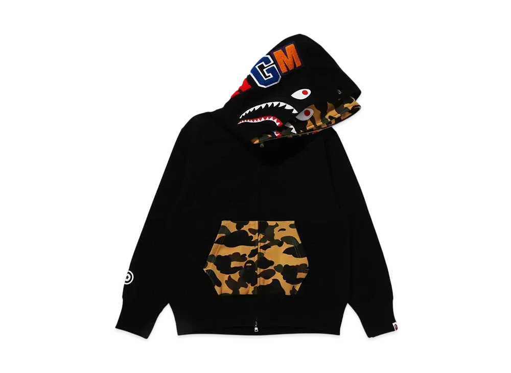 A BATHING APE Bape Ladies 1St Camo Shark Full Zip Double Hoodie "Black"