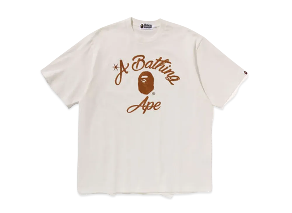 A BATHING APE Chain Stitch College Relaxed Fit Tee "Ivory"