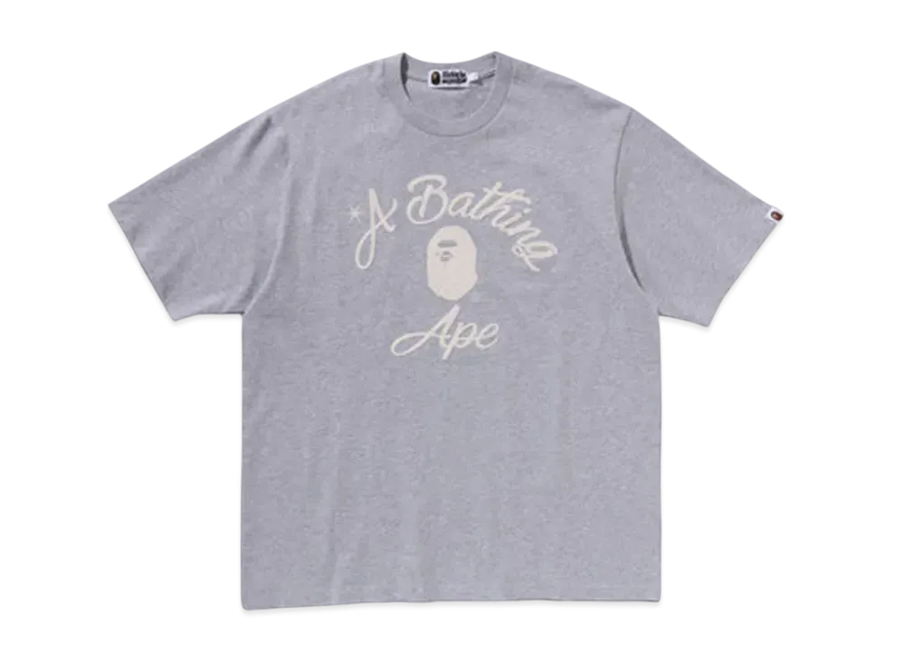 A BATHING APE Chain Stitch College Relaxed Fit Tee "Gray"