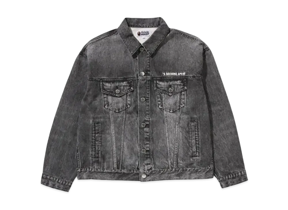 A BATHING APE Fake Print Denim Jacket "Black"