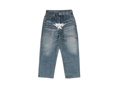 A BATHING APE Fake Print Sta Loose Fit Denim Pants "light Indy"