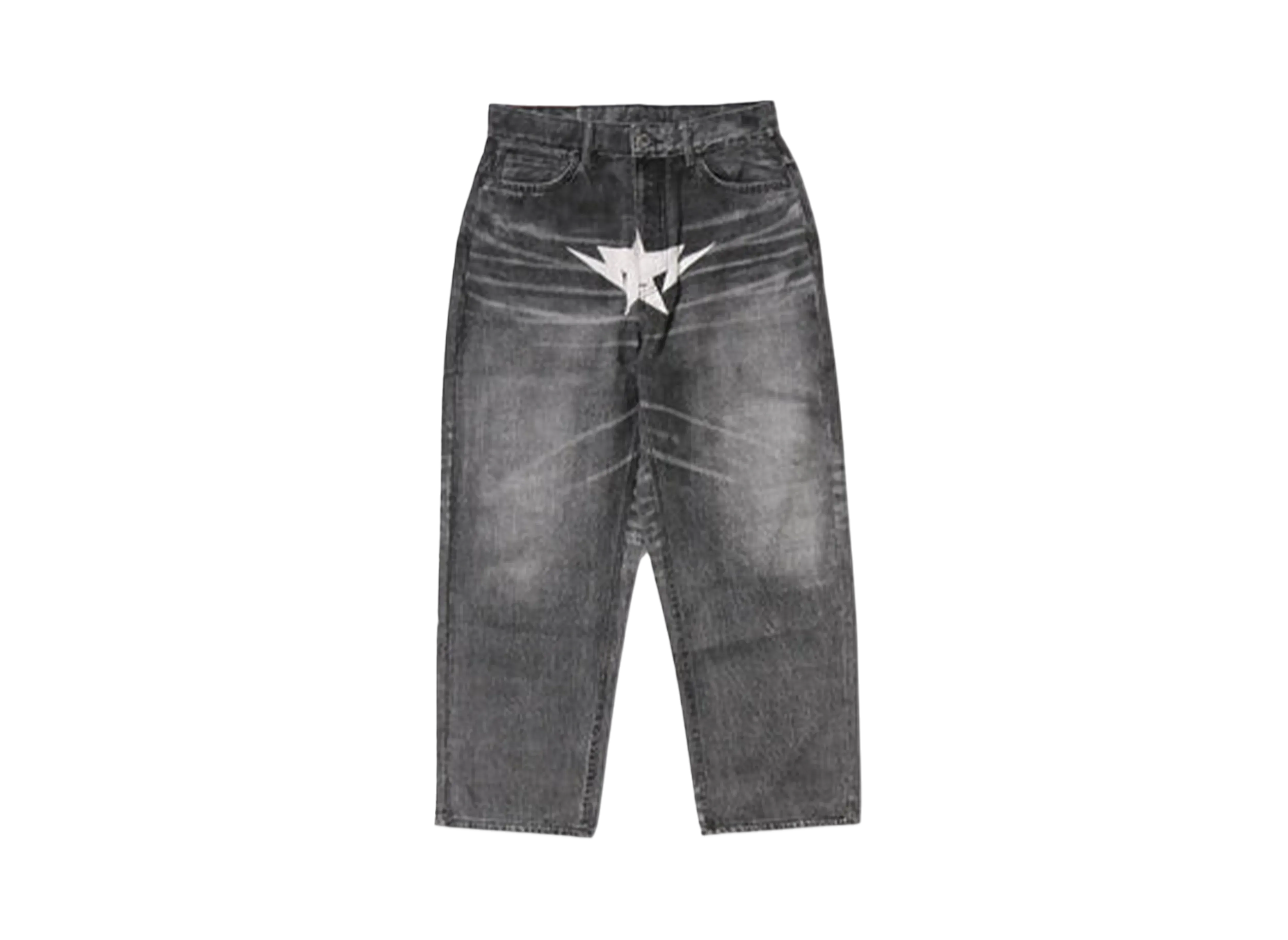 A BATHING APE Fake Print Sta Loose Fit Denim Pants "Black"