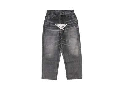 A BATHING APE Fake Print Sta Loose Fit Denim Pants "Black"