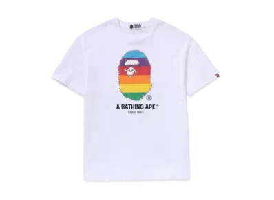 A BATHING APE Crystal Ape Head Oversized Tee "White"