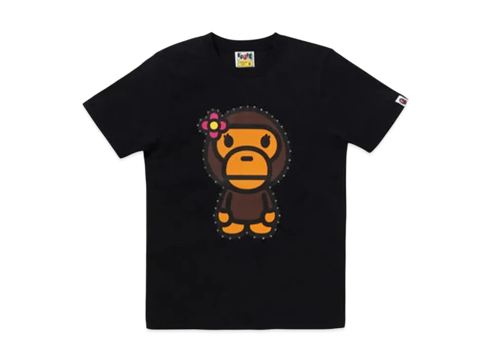 A BATHING APE Crystal Stone Big Baby Lisa Tee "Black"