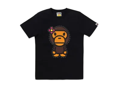 A BATHING APE Crystal Stone Big Baby Lisa Tee "Black"