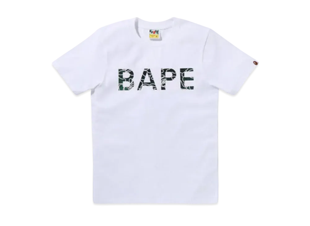 A BATHING APE Neon Camo Glitter Bape Tee "White"