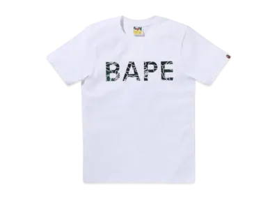 A BATHING APE Neon Camo Glitter Bape Tee "White"