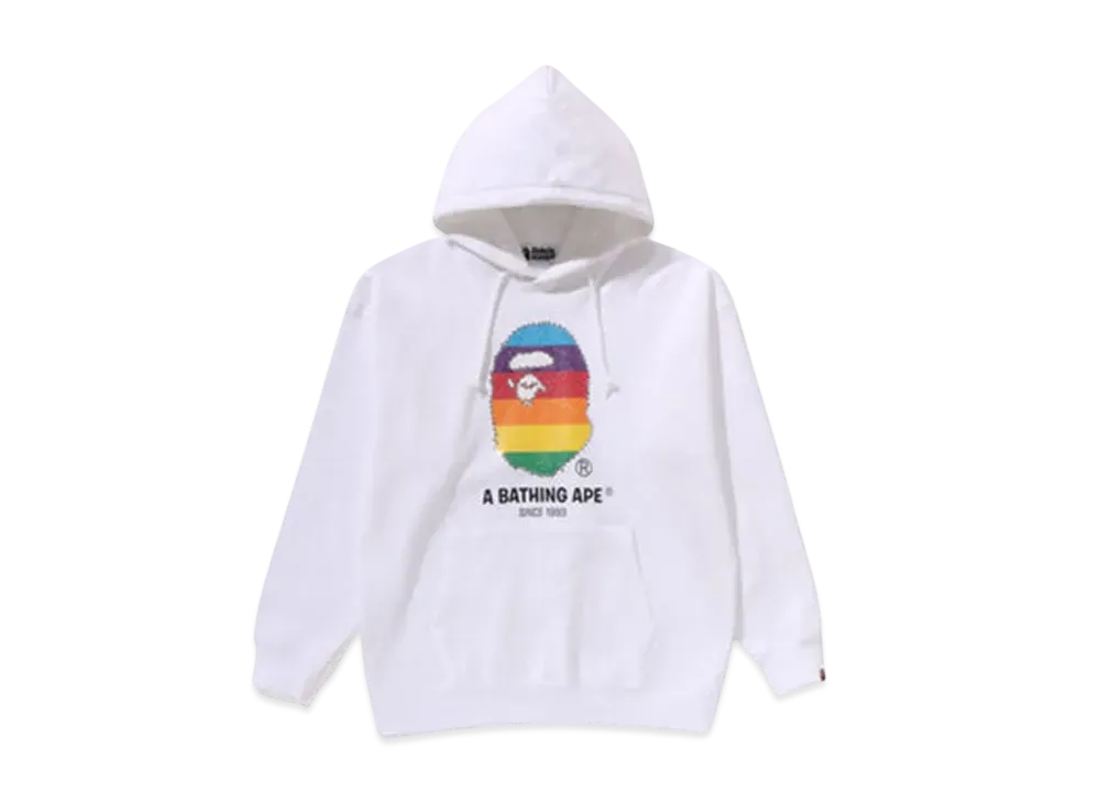 A BATHING APE Crystal Ape Head Oversized Pullover Hoodie "White"