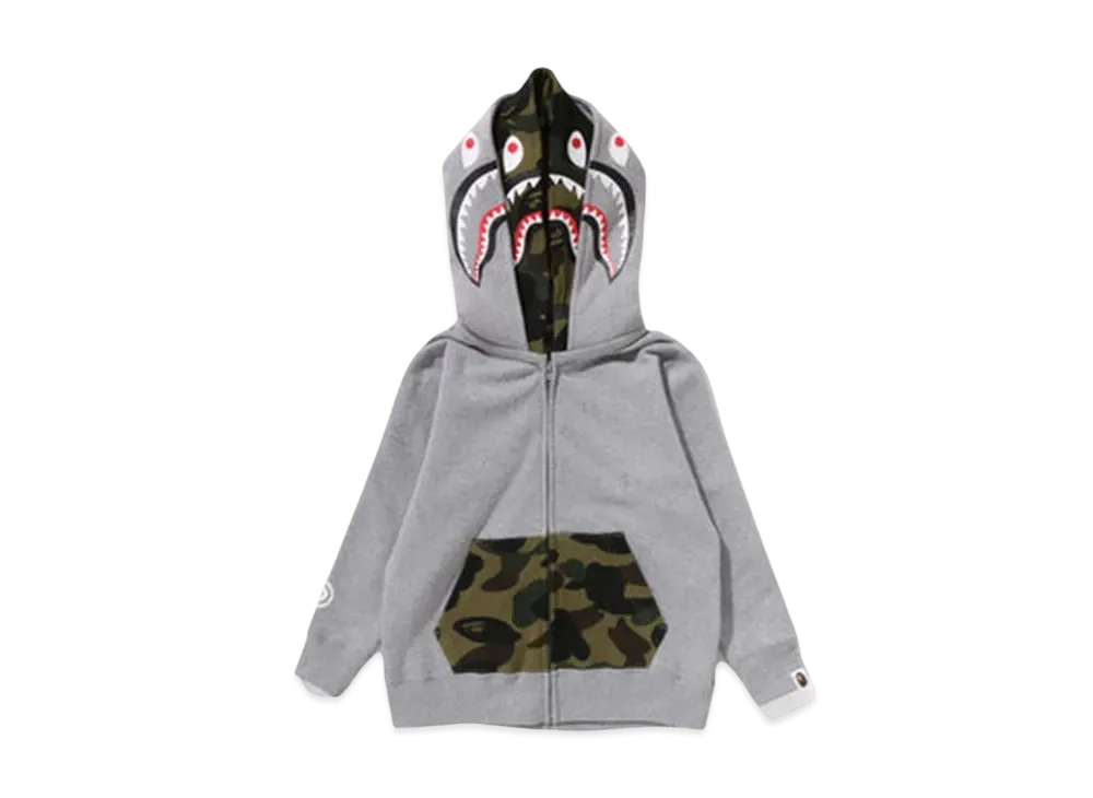 A BATHING APE 1St Camo Shark Zip Double Hoodie "Gray"