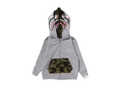 A BATHING APE 1St Camo Shark Zip Double Hoodie "Gray"