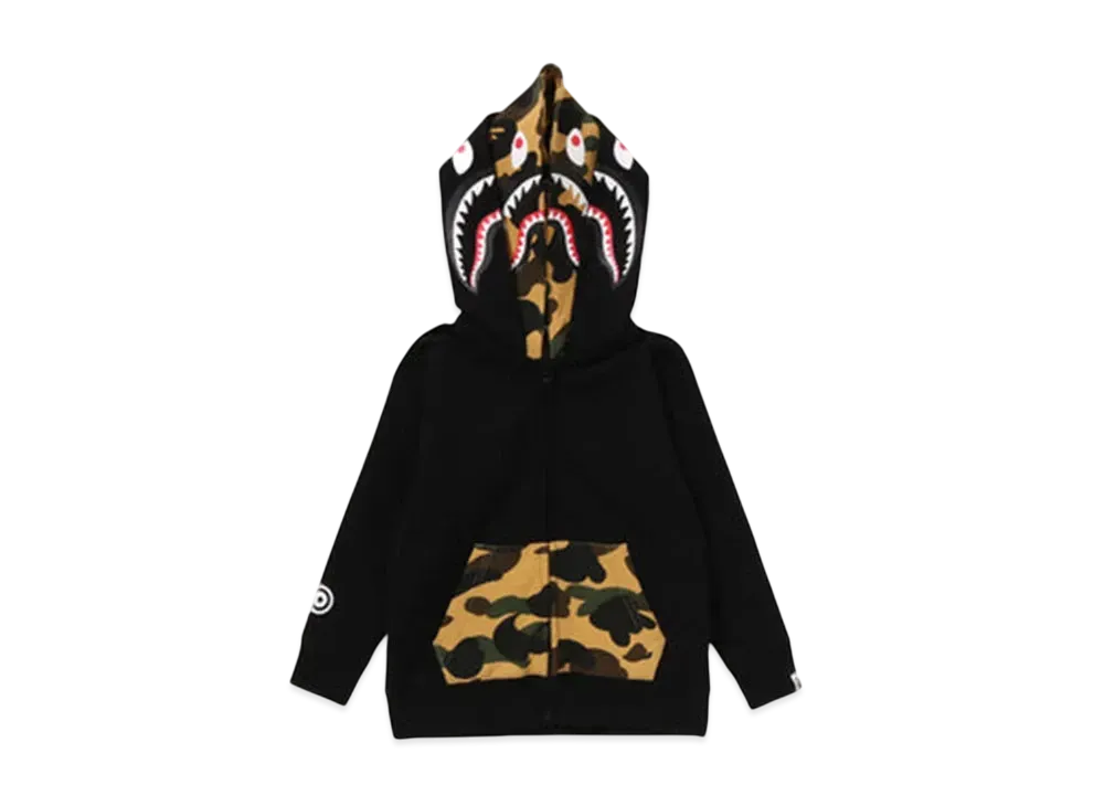A BATHING APE 1St Camo Shark Zip Double Hoodie "Black"