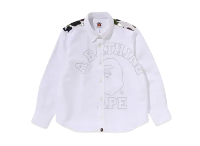 A BATHING APE 1St Camo Stripe Oxford Bd Shirt "White"