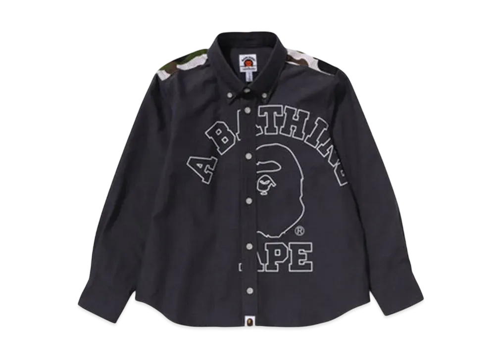 A BATHING APE 1St Camo Stripe Oxford Bd Shirt "Charcoal"