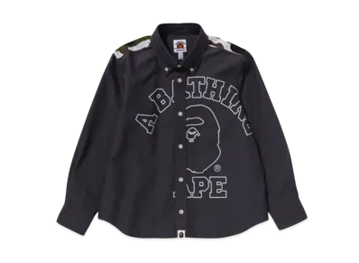 A BATHING APE 1St Camo Stripe Oxford Bd Shirt "Charcoal"