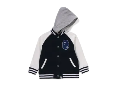 A BATHING APE Shark Hoodie Sweat Varsity Jacket "Navy"