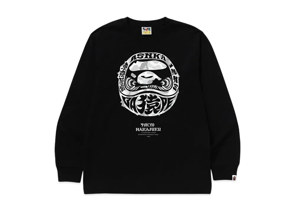A BATHING APE Harajuku Daruma Long Sleeve Tee "Black"