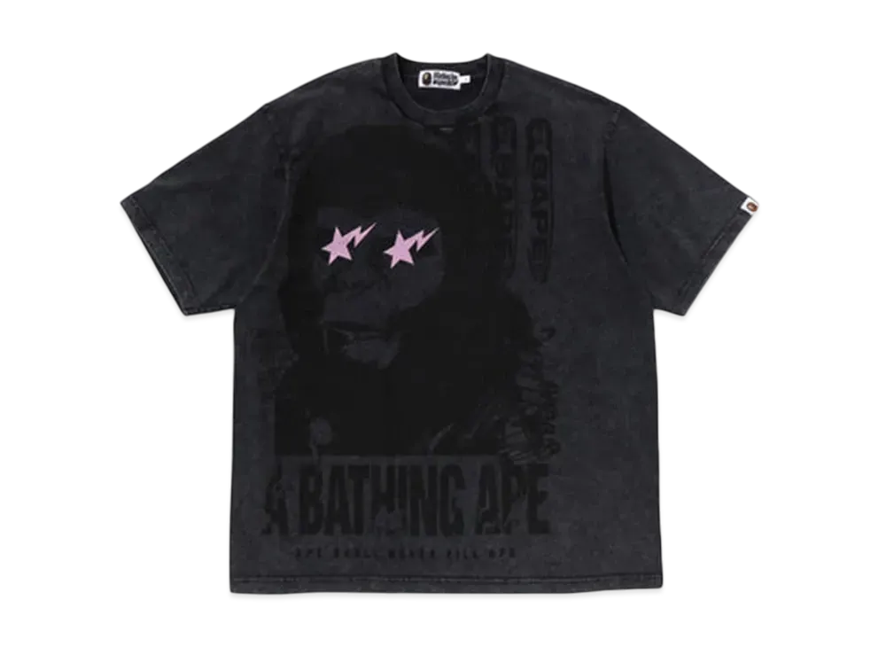 A BATHING APE Garment Dye Multi Logo Relaxed Fit Tee "Black"