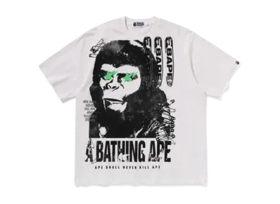 A BATHING APE Garment Dye Multi Logo Relaxed Fit Tee "White"