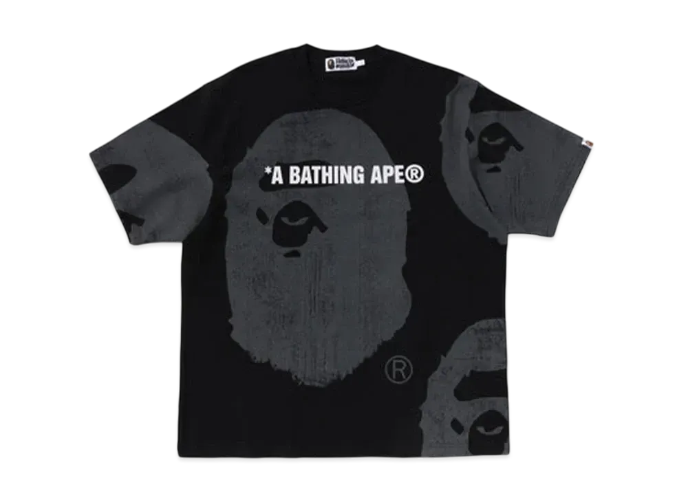 A BATHING APE Water Print Ape Head Relaxed Fit Tee "Black"