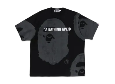 A BATHING APE Water Print Ape Head Relaxed Fit Tee "Black"