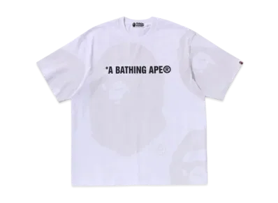 A BATHING APE Water Print Ape Head Relaxed Fit Tee "White"
