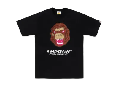 A BATHING APE Embroidery Style Souvenir Logo Tee "Black"