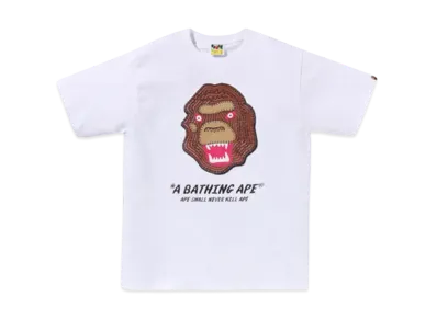 A BATHING APE Embroidery Style Souvenir Logo Tee "White"