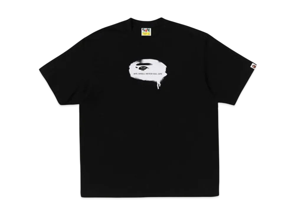 A BATHING APE Graffiti Ape Head Logo Relaxed Fit Tee "Black"