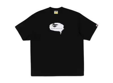 A BATHING APE Graffiti Ape Head Logo Relaxed Fit Tee "Black"