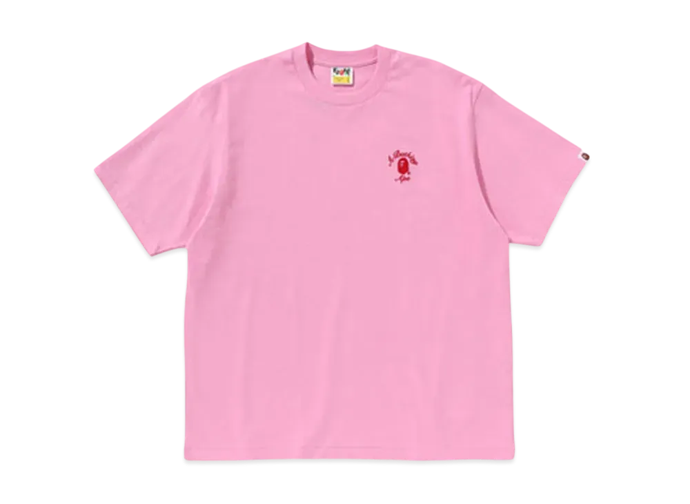 A BATHING APE One Point College Relaxed Fit Tee "Pink"