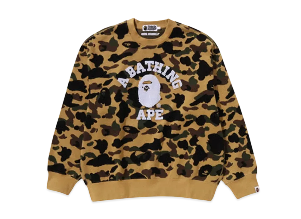 A BATHING APE 1St Camo Jacquard College Relax Fit Crewneck