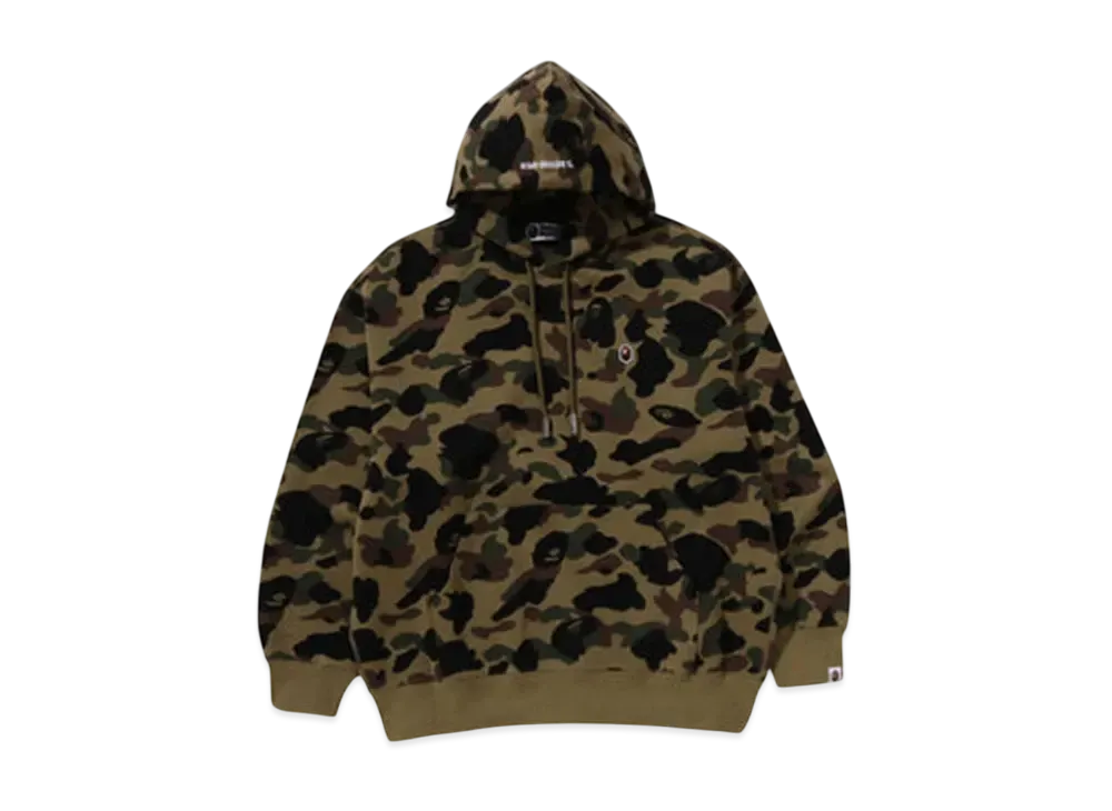 A BATHING APE 1St Camo Jacquard One Point Relaxed Fit Pullover Hoodie "Green"